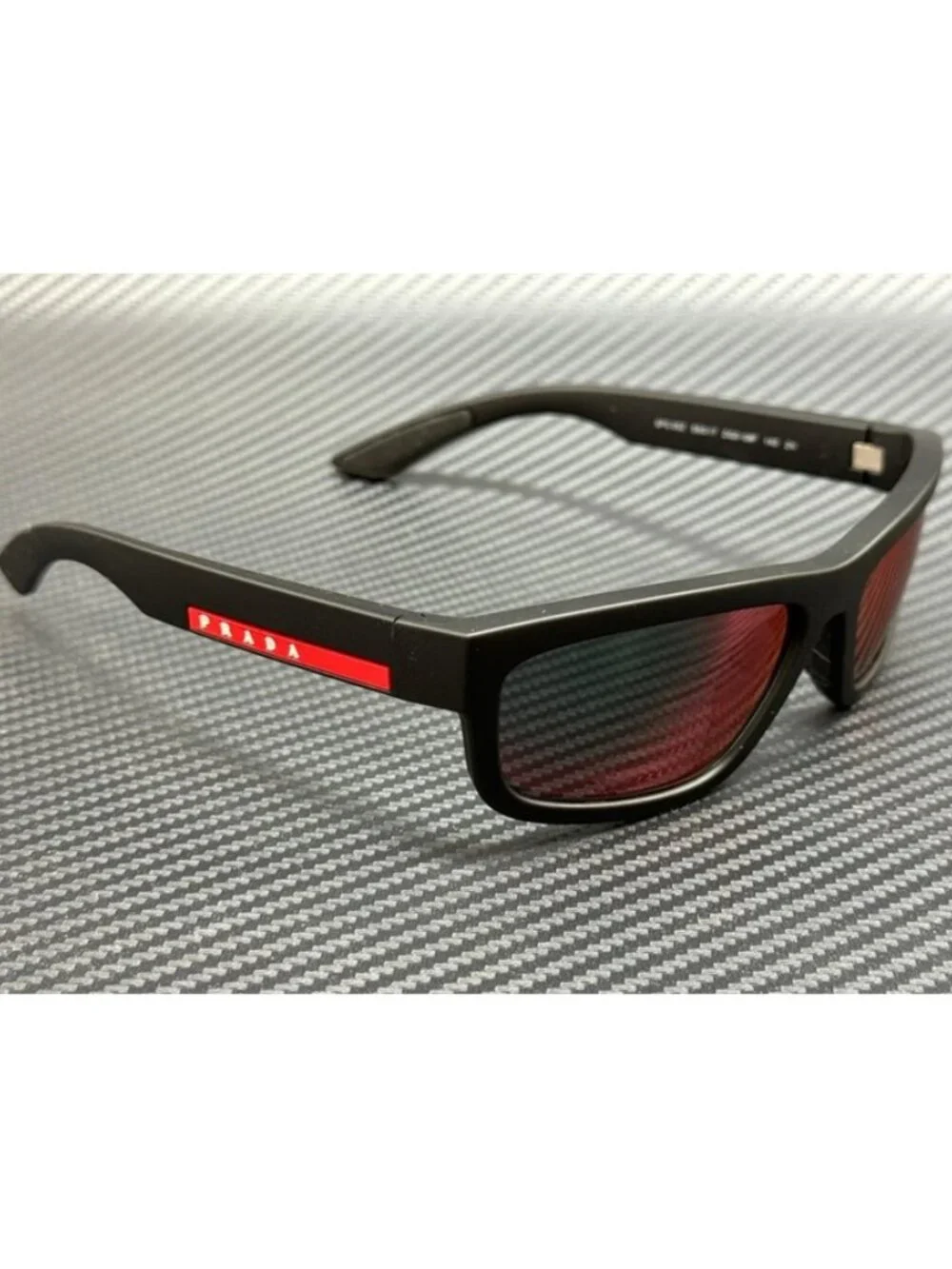 New Prada Linea Rossa Men Black Rubbered Sunglasses 59-17-140